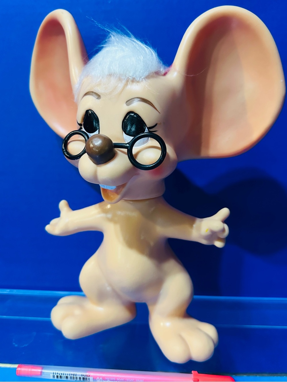 Vintage 1970 Roy Big Ear Mouse Coin Bank Hard Plastic Head Turns, Mrs Clause 11”